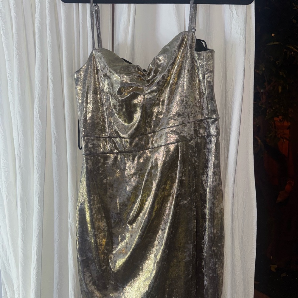 Zara Strapless Metallic Silver Dress